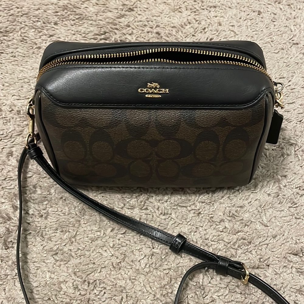 Black brown coach crossbody bag